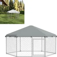 Kurnik zewnętrzny XMTECH 210x185x150 cm z ocynkowanej stali z dachem i zamykanymi drzwiami do ogrodu i hodowli drobiu