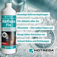HOTREGA Abfluss Fix 1 Liter - Abfluss-Reiniger Konzentrat, gegen Rohrverstopfungen