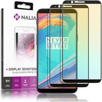 NALIA 2-Pack Display-Schutzglas kompatibel mit OnePlus 5T, Handy Bildschirm Glas Film Abdeckung, Dünne Schutz-Folie, Smart-Phone TPU Screen Protector - Kristall-Klar Transparent (schwarz)