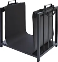 Metall-Kaminholzkorb mit Stoffablage, Stahl pulverbeschichtet, 50,5x37x50 cm