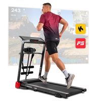 Hop-Sport HS-1200LB Soul - 3in1 Laufband für zuhause inkl. Massagegerät und Sit-Up Station - Laufband klappbar mit LCD-Display, App-Steuerung, 15 Programmen und max. Geschwindigkeit 14km/h