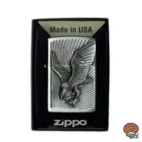 Zippo Benzin-Feuerzeug Eagle 3D, chrom gebürstet, unbefüllt
