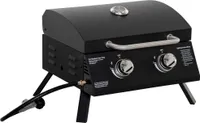 Grill gazowy Outsunny Grill stołowy 2 palniki Grill kempingowy z wężem z siatki do grillowania
