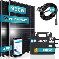 SUNNIVA® Balkonkraftwerk Black Frame 900/800W Solaranlage mit TSUN Micro Wechselrichter, 5m Kabel, WiFi Bluetooth, drosselbar