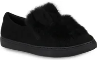 Mytrendshoe Damen Sneaker Low Slip Ons Fell Turnschuhe Schuhe 820228, Farbe: Schwarz, Größe: 37