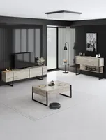 Skye Decor, Luxe Set - Travertine, Black, Wohnzimmer, Wohnzimmermöbel-Set, Travertin, 180 x 47 x 30 cm