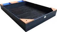 AXI Kelly Sandkasten aus Holz mit Sitzbank, Sitzecken & Behältern für z.B. Wasser | Sandkasten für Kinder in Anthrazit & Braun | 180 x 115 cm