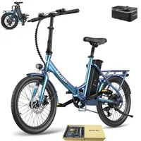 Elektrofahrrad klapprad Rostfreie Aluminiumlegierung Pannensichere Reifen 20 zoll bis zu 150 - 190 km Wasserdicht IPX4 mit 7 Gang, Blau-Grün