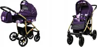 BabyLux® Largo | 2in1 Kinderwagen Bambimo | Violet Flowers | Kombikinderwagen | Kinderwagenset | Bug