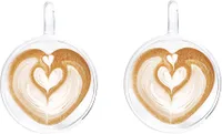 Termo sklenice s dvojitou stěnou SET 2 sklenic na kávu a čaj ANDREA HEART 250 ml