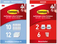 Command™ transparente Drahthaken 10 Haken, 12 Strips + Command™ Besenhalter, 2 Haken, 6 Strips