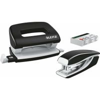 LEITZ Heftgerät- & Locher-Set Mini Nexxt WOW schwarz