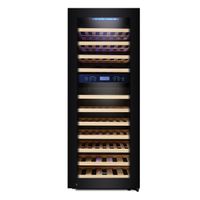 Kalamera Weintemperierschrank Zwei Zonen, leise Weinkühlschränke mit UV-undurchlässigem Glas, Schwarz, 127 cm Höhe