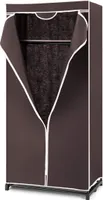 Stoffkleiderschrank Faltbar, stoffschrank mit kleiderstange Stabil, Faltkleiderschrank mit Regal, Kleiderschrank Stoffschrank (Braun)