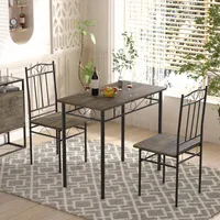 HJ WeDoo 3-TLG Essgruppe Holz Esstisch mit 2 Stühlen Metall, Industrial Esszimmer Küche Stühle Tisch Essgruppe, 90x48x75cm, Kiefern Maserung