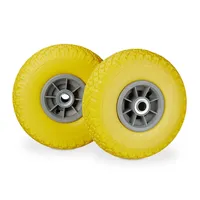 relaxdays Sackkarrenräder luftbereift gelb, grau Vollgummi Felgen, Achse 2,0 cm