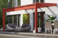 Terrassenüberdachung SKAN HOLZ Novara mit Pfostenlaschen 450x259 cm natur