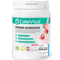 Trinknahrung hochkalorisch für Gewichtszunahme | Kohlenhydrate als Kalorien Shake von CaloVital | Hochdosiert & viele Vitamine (Erdbeere 500g), Pulver
