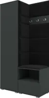 Garderoben-Set Nela I, Polstergarderobe mit Schuhschrank, Dielenmöbel-Set (Farbe: Graphit + Trinity 16 (Schwarz))