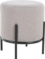 SalesFever Polsterhocker rund Ø35 cm | Bezug Bouclé Stoff | Design-Gestell aus Metall | B 35 x T 35 x H 38 cm | taupe – schwarz