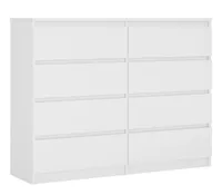 Kommode 8 Schubladen, Farbe: Mattweiß, 120 x 101 x 39 cm