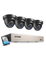 ZOSI 8CH 1080P HD DVR Video Überwachungssystem mit  1TB Festplatte und 4 Außen 2.0MP Dome Überwachungskamera Set