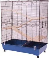 Nagervoliere Nagerkäfig Nagerheim ALEX mit Holzausstattung 4 Etagen + 4 Leitern + Rollen 99,5 x 53 x 120 cm