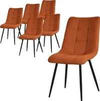ML-Design Esszimmerstühle 6er Set Orange, Wohnzimmerstühle mit Stoffbezug und Metallbeinen, Küchenstühle mit Rückenlehne