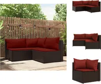 vidaXL 3-tlg. Garten-Lounge-Set mit Kissen Braun Poly Rattan -  Gartensofas