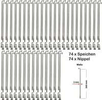 74 Stück Speichen 260mm VERZINKT 2mm inkl. Messing Speichennippel