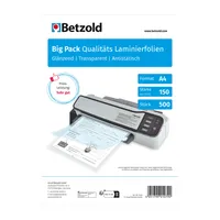 Betzold Laminierfolien DIN A4, 500 Stück - 150 mic glänzend - Laminiertaschen