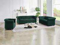 Sofas 3-Sitzer, 2-Sitzer & Sessel - Samt - Grün - CHESTERFIELD