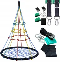 4iQ Schaukel, Storchennest mit Kletternetz, Gartenschaukel für Kinder, Spielplatz + Gurte
