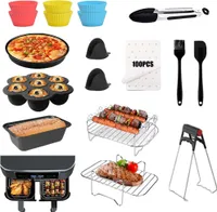 18-teiliges Zubehör für Zweizonen-Heißluftfritteusen für 7,6L–9,5L, Zubehör für Ninja Foodi AF300eu, AF400eu, Princess 182074