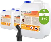 8x 5L FLAMBIOL® Bioethanol 96,6% Premium für Kamine & Ethanol-Brenner