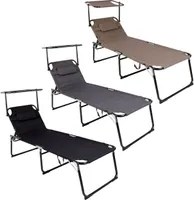 Linder Exclusiv Klappbarer Gartenliege XXL mit Baldachin Schwarz