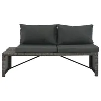 vidaXL 3-tlg. Garten-Lounge-Set mit Polstern Poly Rattan Grau