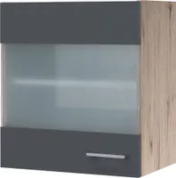 Flex Well Hängeschrank mit Glastür Tiago BxTxH 50 x 32 x 54,8 cm basaltgrau matt zerlegt Anschlag reversibel 00011706