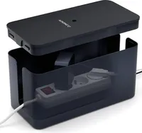 ACROPAQ Kabelbox - Kabel organizer box für kabel verstecken, Langlebige Kabelmanagement box aus Kunststoff - Kabelorganizer box, Kabelbox schwarz