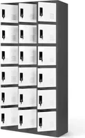 Umkleideschrank 3B6A Fächerschrank Schließfachschrank Wertfachschrank Metallspind Stahlblech 18 Fächer 185 cm x 90 cm x 40 cm Farbe: Anthrazit-weiß