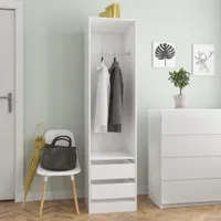 vidaXL Šatníková skriňa so zásuvkami vysoký lesk biela 50x50x200 cm