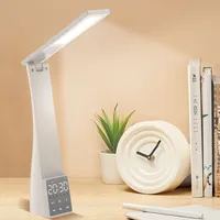 Schreibtischlampe, 3 Beleuchtungsfarbe-Modi, mit Temperatur, Uhr, berührbare Tischlampe, Wecker LED Schreibtischlampe, Kinder Schreibtischlampe