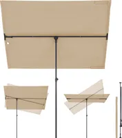 Sekey Sonnenschirm 180×130 cm Rechteckig, Höhenverstellbar 130-230 cm für Balkon und Terrasse, Taupe