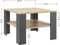 Juskys Couchtisch mit Ablage 60x60x40 cm - Holz, pflegeleicht, robust - Moderner Beistelltisch für Zeitschriften & Fernbedienung - Grau mit Holzoptik