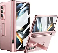 Pouzdro pro Samsung Galaxy Z Fold 4 5G, magnetická ochrana pantu, držák na pero, tvrdý PC, ochrana objektivu a displeje Růžový