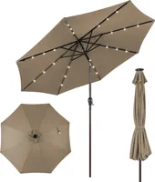 COSTWAY Parasol 300cm z oświetleniem LED Parasol ogrodowy Parasol z korbą Parasol ogrodowy Parasol rynkowy Brązowy