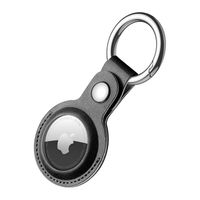 Dux Ducis Case Leder für AirTag Schutz Hülle Cover Schlüsselanhänger Apple AirTag Cover Case Tracker Tasche Schwarz
