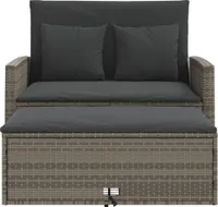 vidaXL Zahradní pohovka 2-sedák s polštářem Grey Poly Rattan