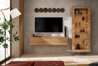 Komodee Wohnwände TV-Möbelset Como, Eiche - Honigtrüffel, 211 x 178 x 23 cm, ohne LED