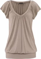 LASCANA V-Shirt taupe Größe 48/50